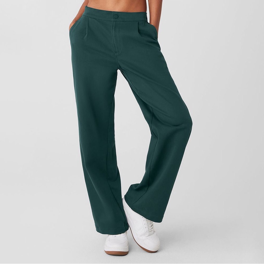 ALO Yoga Green Wide-Leg trouser Pants